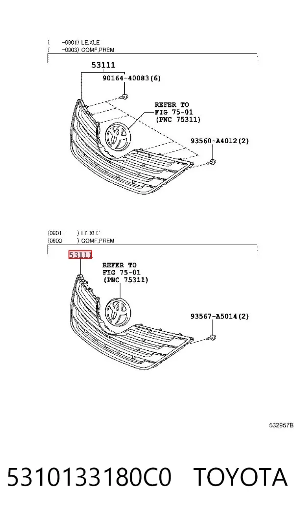 Parrilla 5310133180C0 Toyota