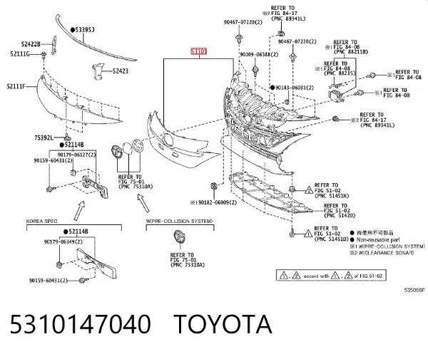 Parrilla 5310147040 Toyota