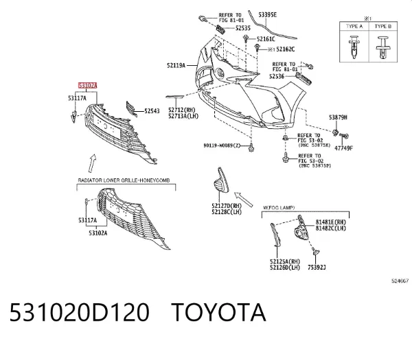 Parrilla 531020D120 Toyota