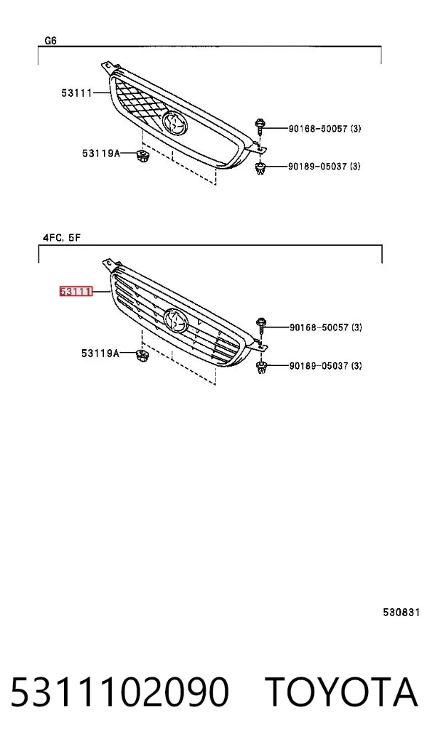Parrilla 5311102090 Toyota