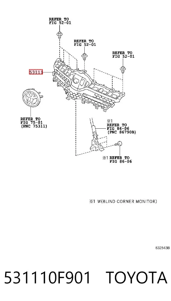 Parrilla 531110F901 Toyota