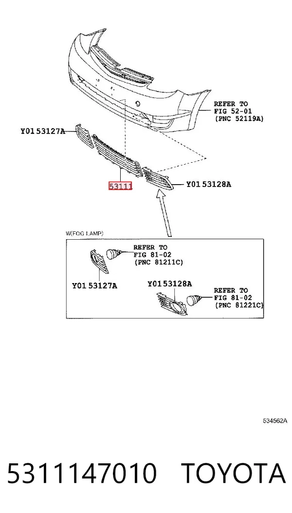 Parrilla 5311147010 Toyota