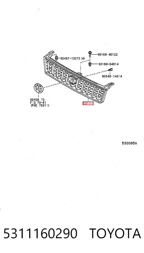 Parrilla 5311160290 Toyota