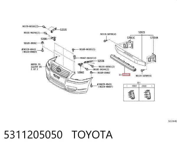 Rejilla del parachoques delantero 5311205050 Toyota