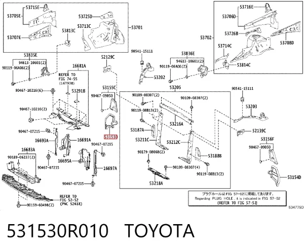 Deflector de aire superior del radiador 531530R010 Toyota