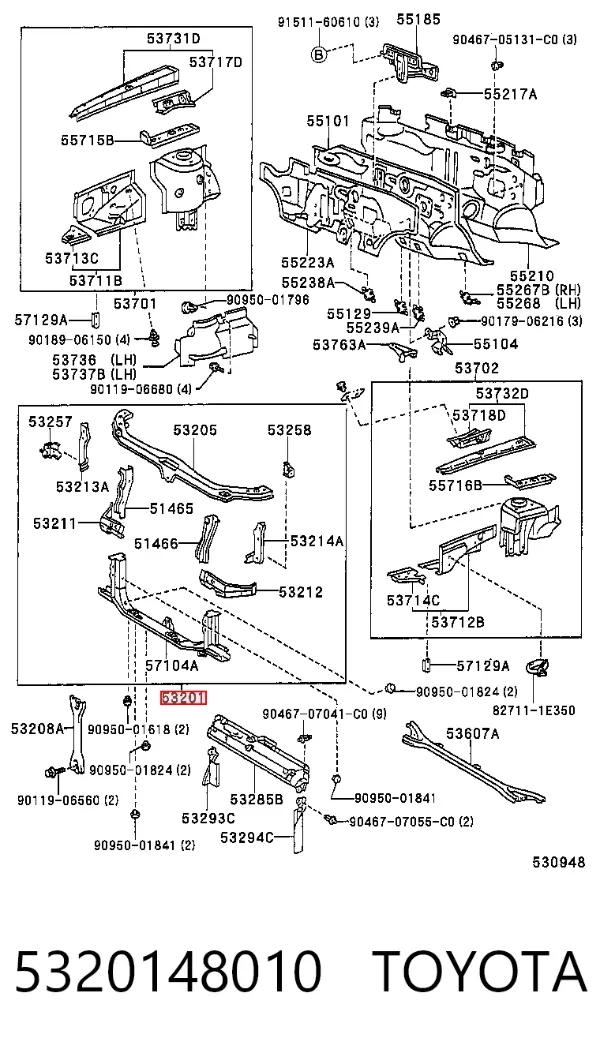 Soporte de radiador 5320148010 Toyota