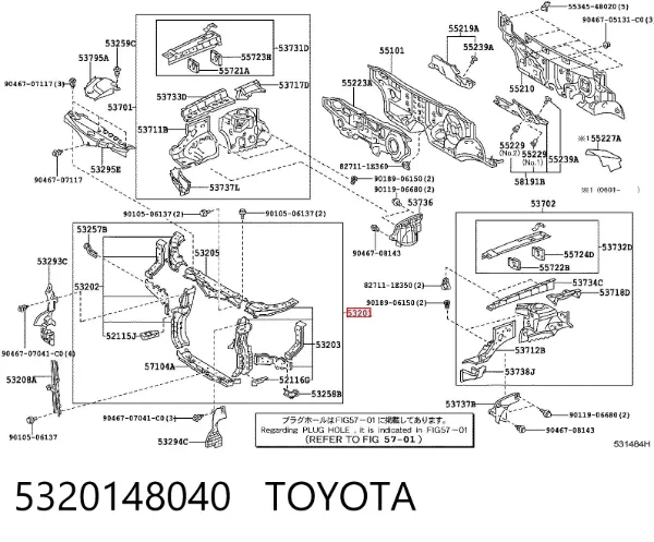 Soporte de radiador Lexus RX 300/330/350/400H