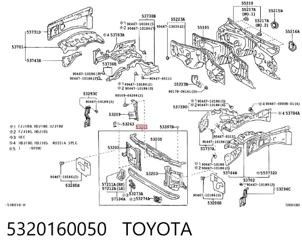 Soporte de radiador Toyota Land Cruiser 100