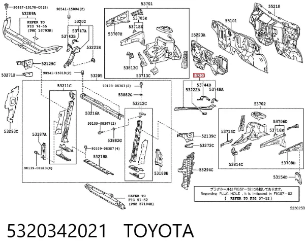 Soporte superior izquierdo del radiador 5320342021 Toyota