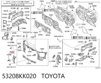 Soporte del cierre del capó TOYOTA 53208KK020