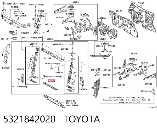 Soporte de radiador superior 5321842020 Toyota