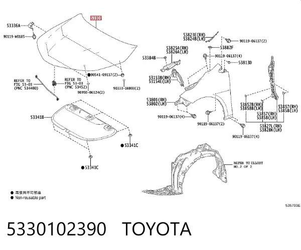 Capó 5330102390 Toyota
