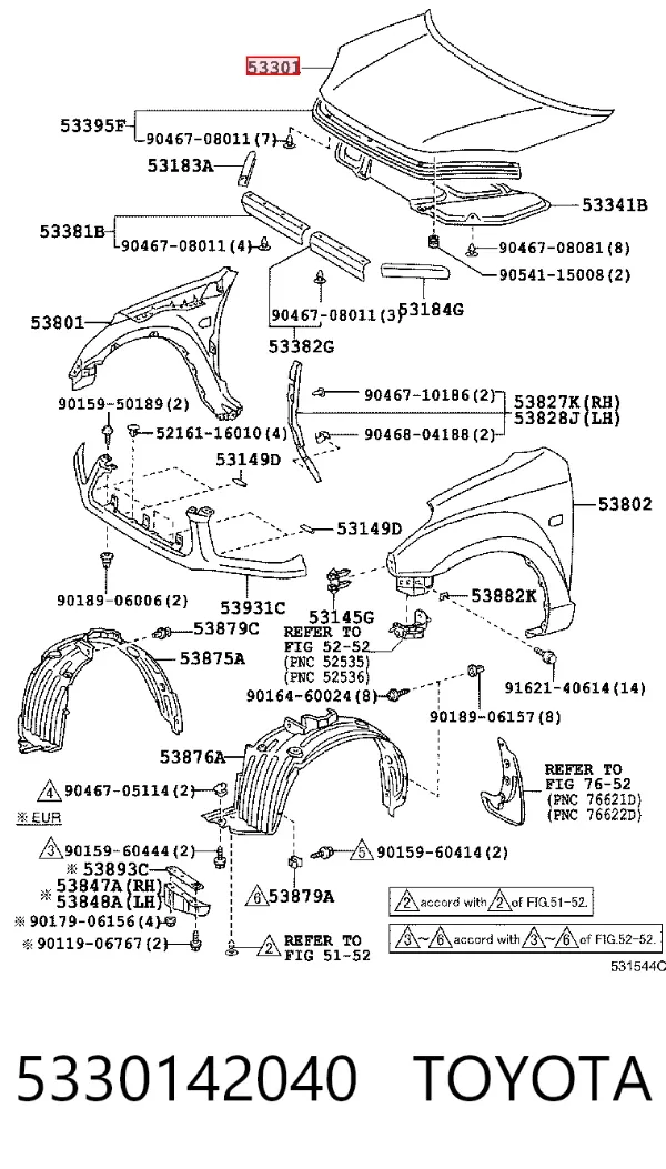 Capó 5330142040 Toyota