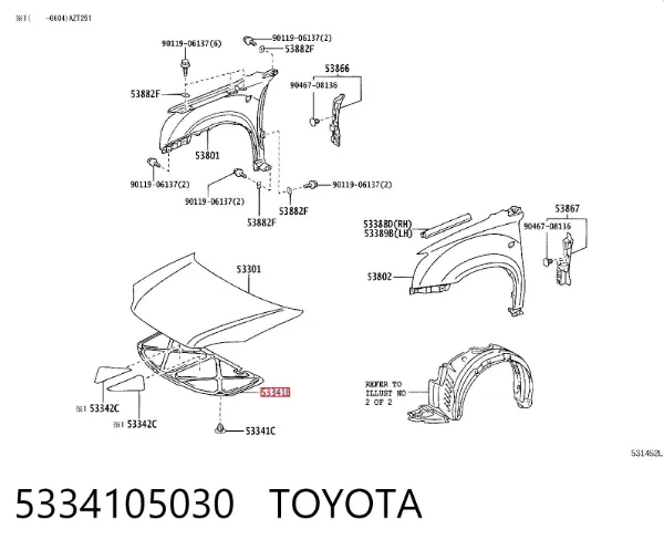 Aislamiento del Capó Toyota Avensis II