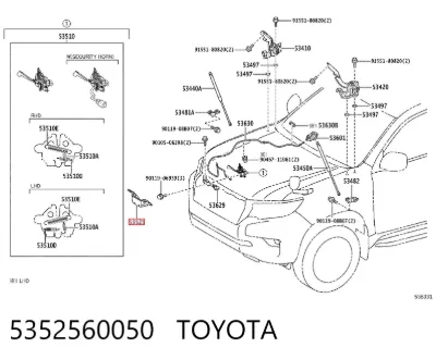 Soporte del cierre del capó TOYOTA 5352560050