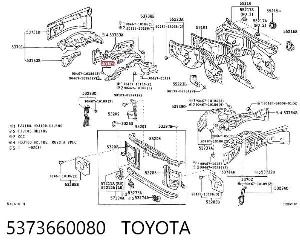 Sellado de guardabarros 5373660080 Toyota