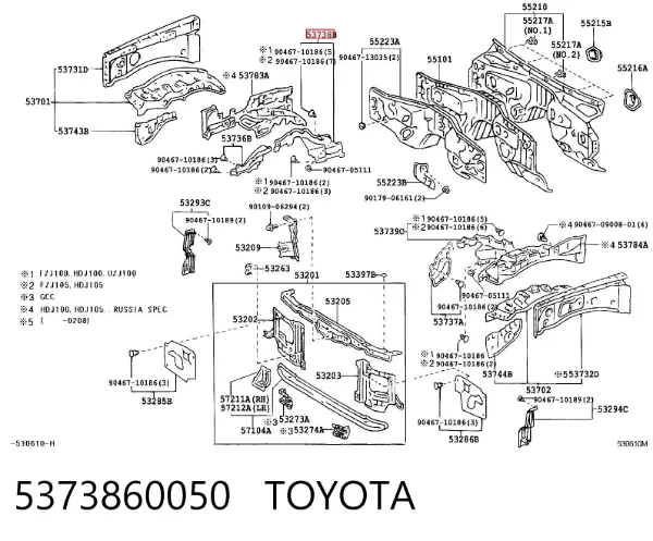 Sellado de guardabarros 5373860050 Toyota