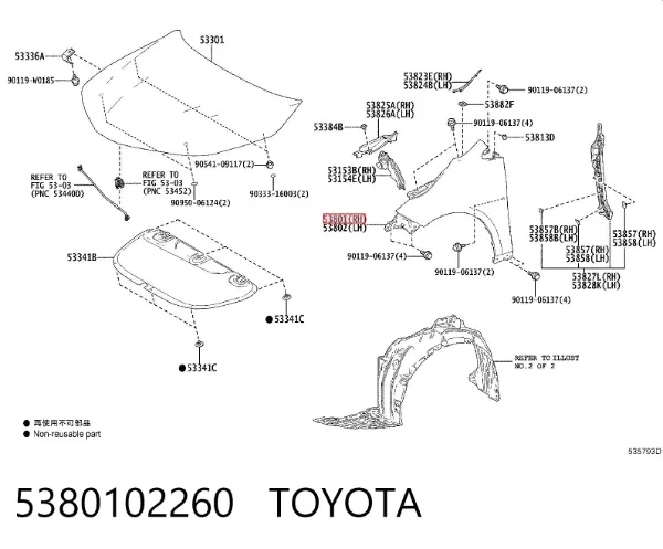 Aleta 5380102260 Toyota