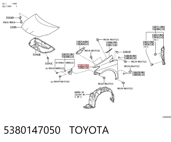 Aleta 5380147050 Toyota