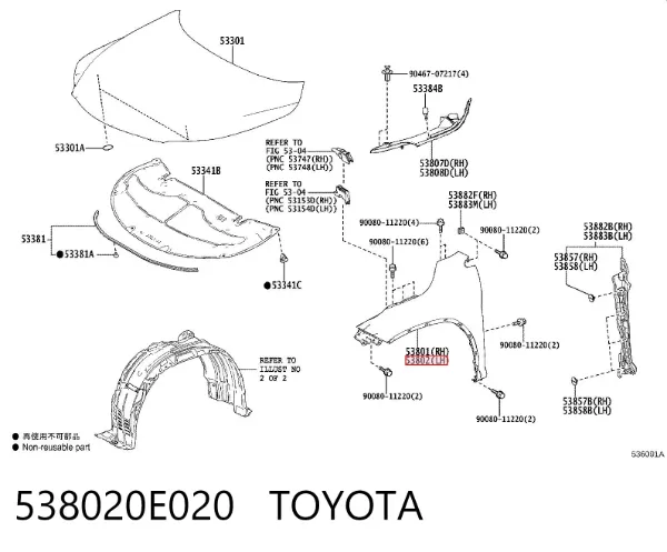Aleta delantera izquierda Lexus RX 450H/350L/200T