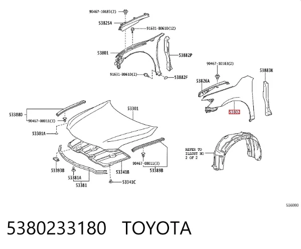 Aleta delantera izquierda 5380233180 Toyota