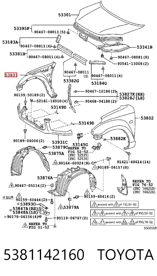 Aleta 5381142160 Toyota