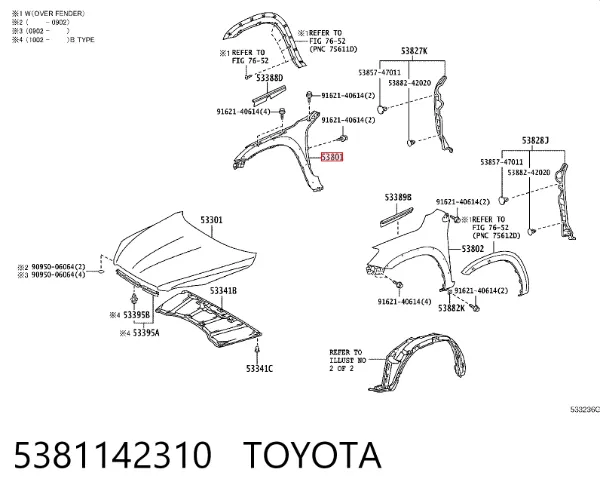 Aleta 5381142310 Toyota