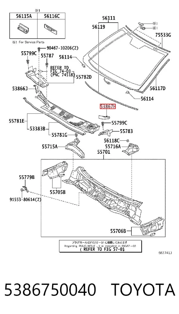 Vierteaguas 5386750040 Toyota
