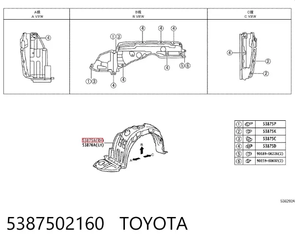Paso rueda 5387502160 Toyota