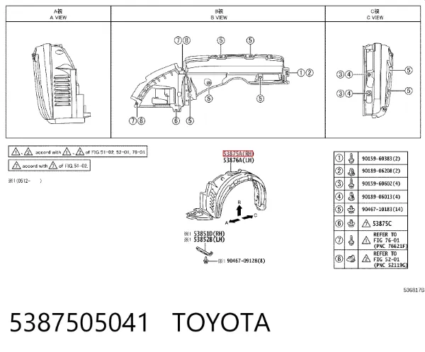 Paso rueda 5387505041 Toyota