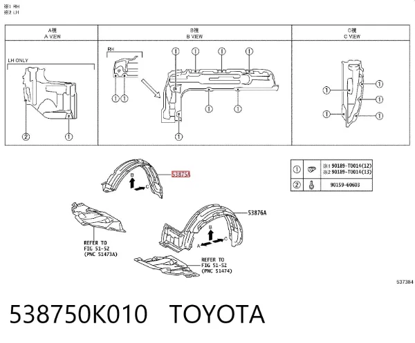 Paso rueda 538750K010 Toyota
