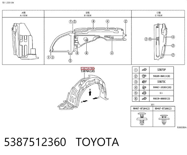 Paso rueda 5387512360 Toyota