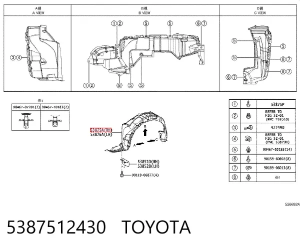 Paso rueda 5387512430 Toyota