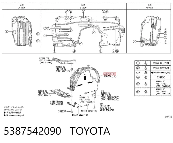 Paso rueda 5387542090 Toyota