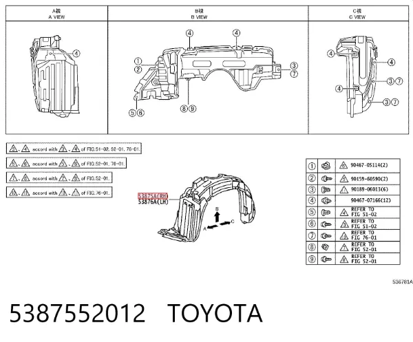 Paso rueda 5387552012 Toyota