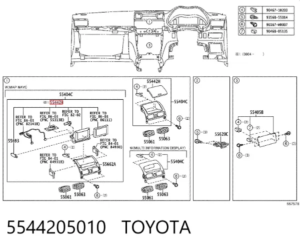 Tapa guantera 5544205010 Toyota