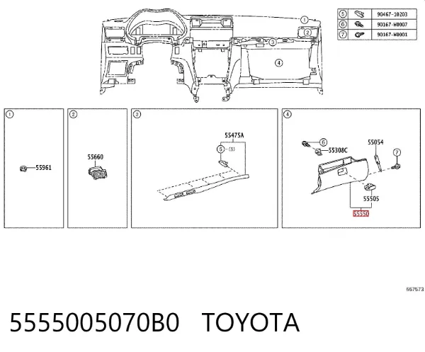 Tapa guantera Toyota Avensis II