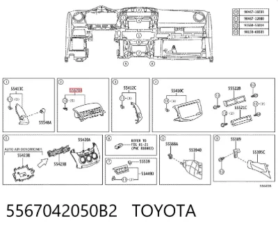 Conducto de aire central del salpicadero TOYOTA 5567042050B2