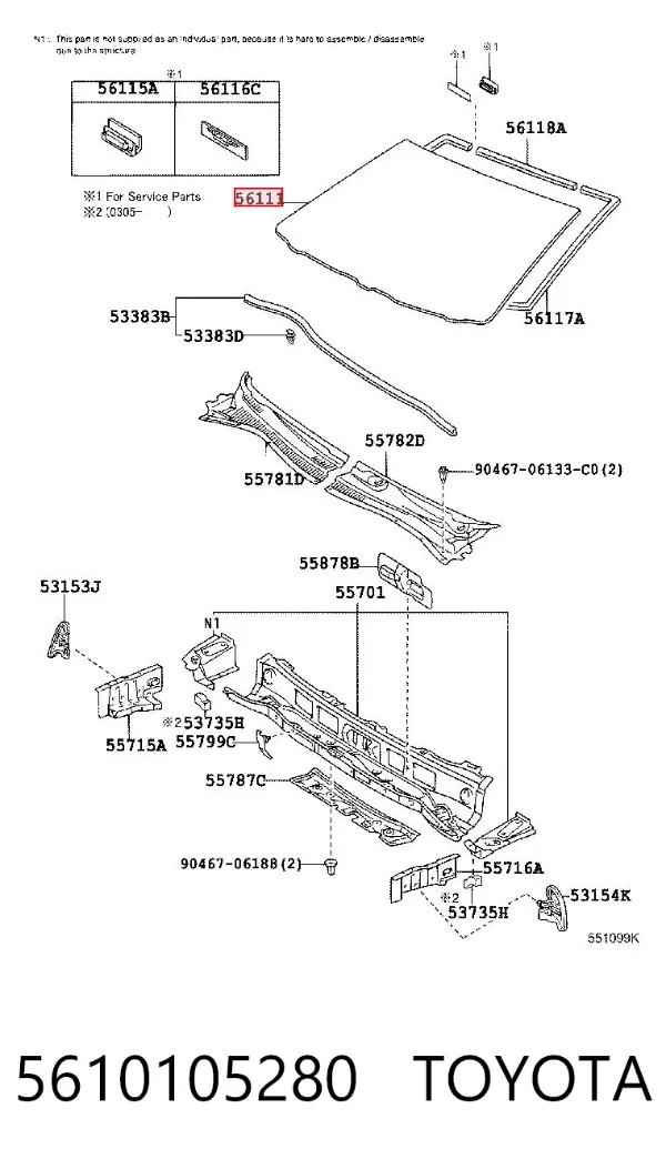 Parabrisas 5610105280 Toyota