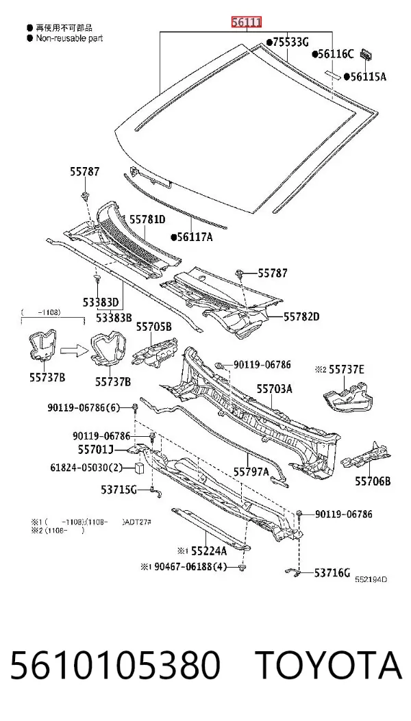 Parabrisas 5610105380 Toyota