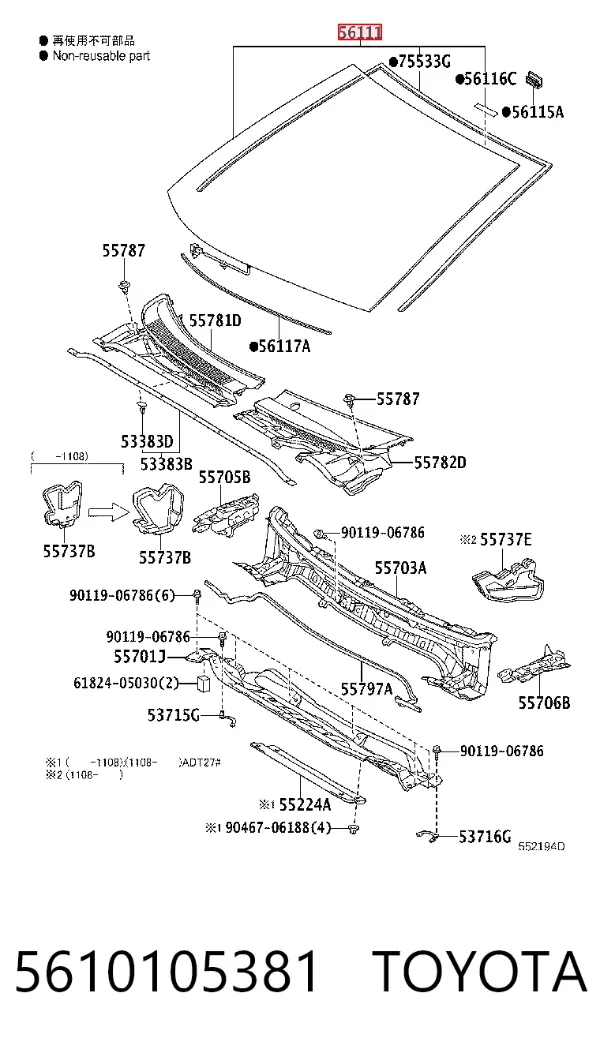 Parabrisas 5610105381 Toyota