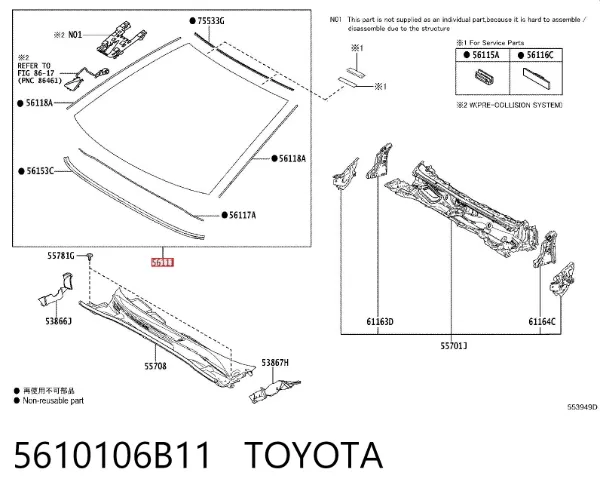 Parabrisas 5610106B11 Toyota