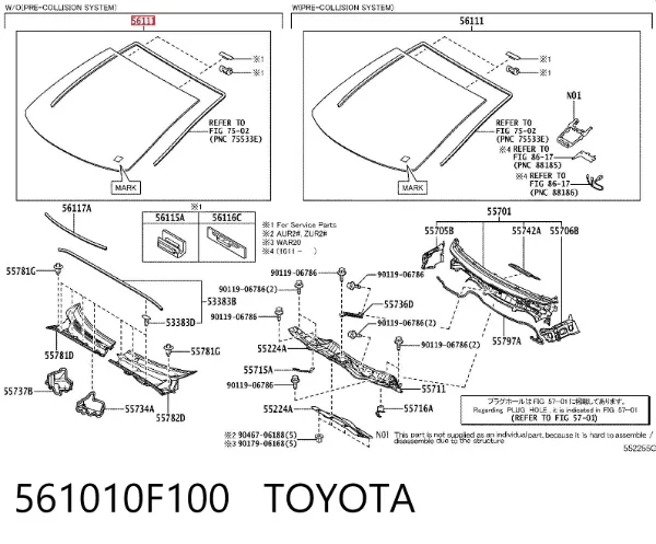 Parabrisas 561010F100 Toyota