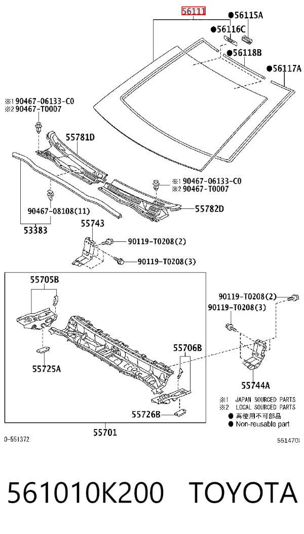 Parabrisas 561010K200 Toyota