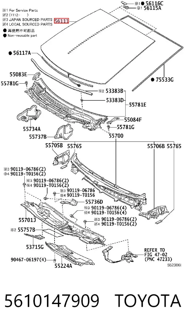 Parabrisas 5610147909 Toyota