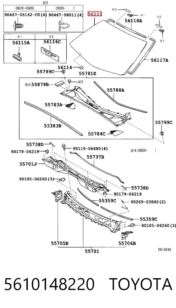 Parabrisas 5610148220 Toyota