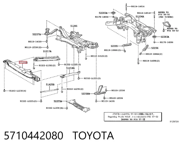 Subchasis delantero soporte motor delantero 5710442080 Toyota