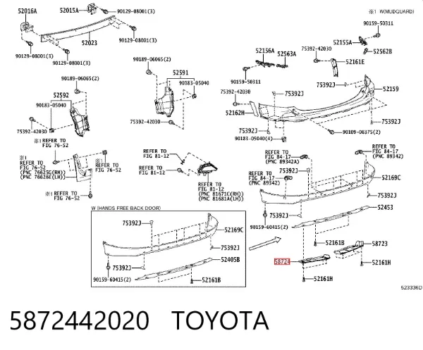 Protector de parachoques trasero 5872442020 Toyota