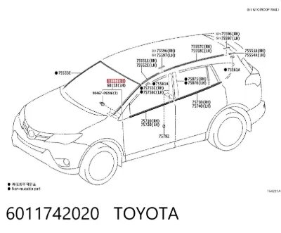 Moldura de guardabarros delantero derecho TOYOTA 6011742020