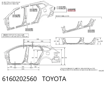 Aleta trasera izquierda TOYOTA 6160202560